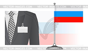 Русский дипломат на фоне флага - стоковое векторное изображение