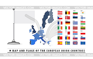 European Union Map and Flag - vector clipart