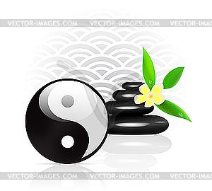 Feng Shui background with Yin Yang symbol - vector image