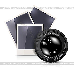 Lens with photo frame - vector clipart