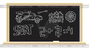 The blackboard in the classroom - vector clip art