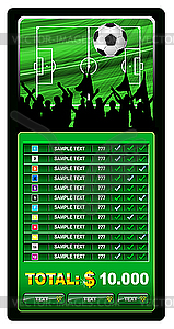 Soccer fans and scoreboard - vector image