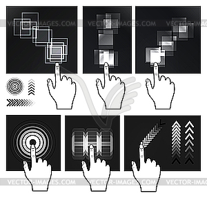 Touch screen gesture, interface - vector clip art