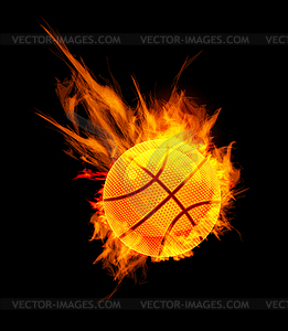 Basketball Ball in Fire - vector image