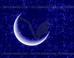Space background with bright stars and moon - vector image