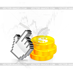 Cursor with coins - vector clipart / vector image