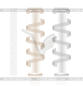 Ionic Column with Greek key pattern - vector image