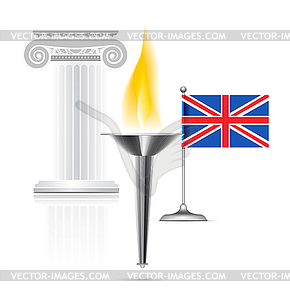 England flag with torch - vector clip art