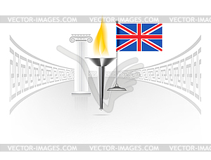 England flag with torch - vector image