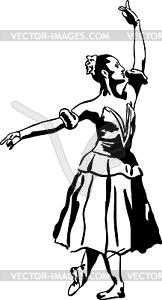 Sketch of girl`s ballerina standing in pose - vector clipart / vector image