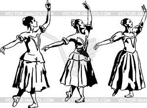 Girl`s ballerina standing in pose - vector clip art