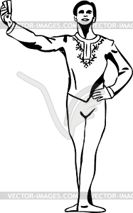 Sketch male ballet dancer standing in pose - vector clip art