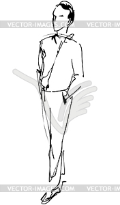 Fellow full length hand in pockets - vector image