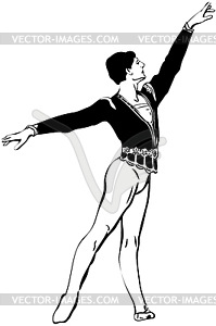 Sketch male ballet dancer standing in pose - vector clipart / vector image