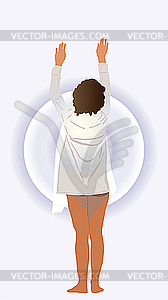 Woman raised her hands to the top - vector clipart