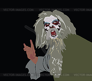 Crazy old man - vector image