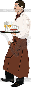 Waiter keeps glasses - vector image