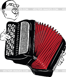 Musician plays the accordion - vector image