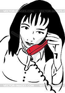 Girl talking on phone - vector image