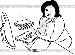 Девушка за столом: изображения без лицензионных платежей