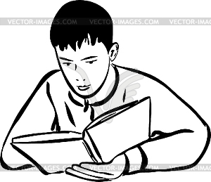 Мальчик читает книгу  - изображение в формате EPS