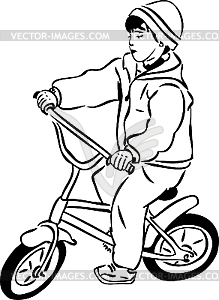 Boy riding bicycle  - vector clip art