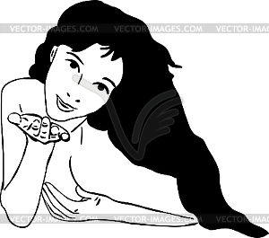 Girl sending kiss - vector clip art