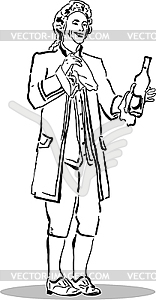 Man in an old suit with bottle - vector clipart