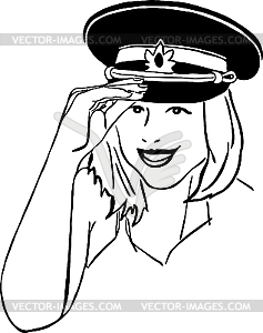 Girl in military cap - stock vector clipart