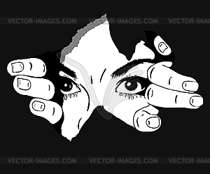 Woman eyes from hole - vector clipart