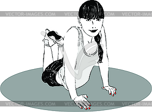 She raised herself on her hands - vector clipart