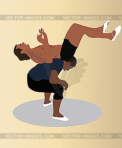 Throw guy through back - vector image