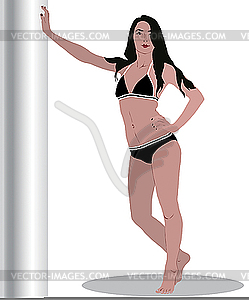 Girl in black bikini - vector image