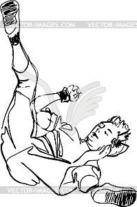 Guy dancing break dance - vector clipart