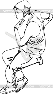 Guy dancing break dance - vector clip art