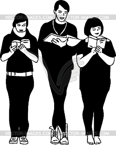 Three readers - vector clip art