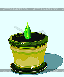 Sprout in flowerpot - vector image