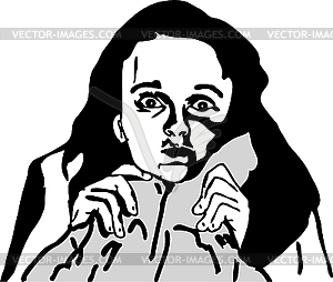 Girl with disturbing signt - vector image