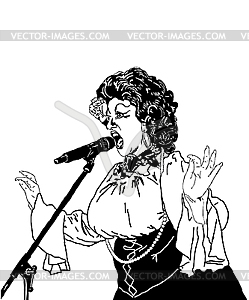 Singer with microphone - vector image