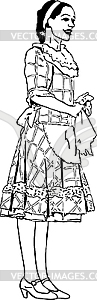 Girl in dress with an apron - vector image