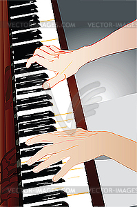 Hands of pianist - stock vector clipart