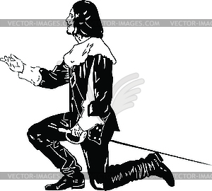 Musketeer Salute - vector clip art