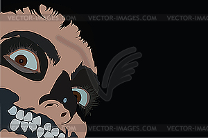 face of clown with frightful teeth - vector clip art
