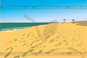 Образ берегов пляжа и два грибов - векторное изображение клипарта