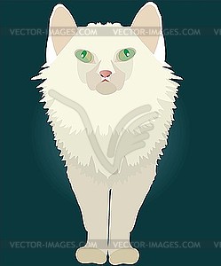 White cat with green eyes - vector clip art