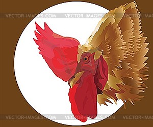 Head of cock with scallop - vector clip art