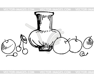 Still life with apples - vector clipart