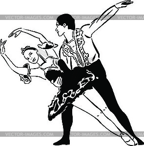 Ballet dancing couples - vector clipart