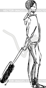 Parnoya with suitcase on wheels - vector image