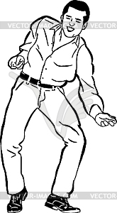 Guy singing and dancing twist - vector image